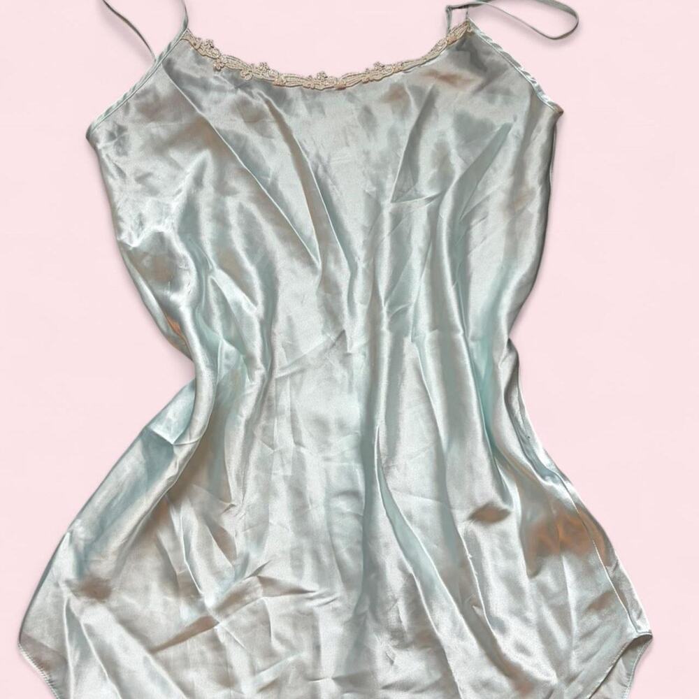 Light blue silk slip dress